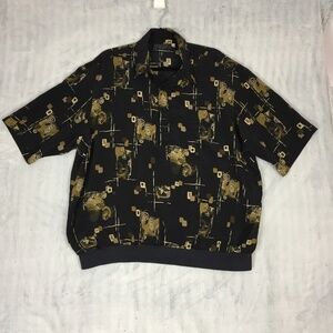 Fulton Street Shirt Mens 1X Banded Popover Abstract Print Quarter Button Front